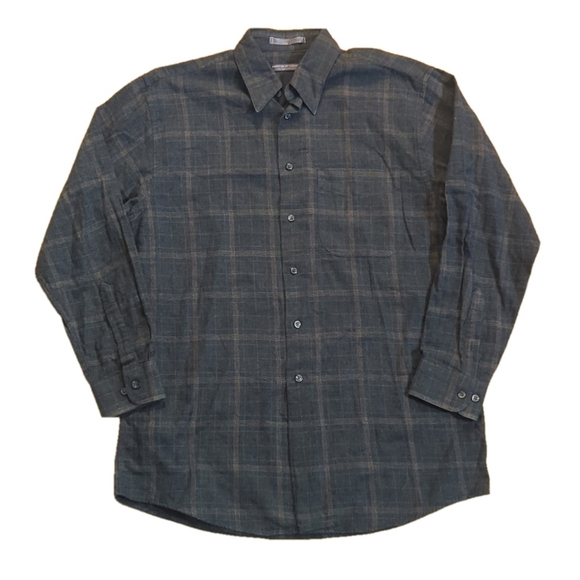 Forsyth of Canada Gray Plaid Button Down Shirt Medium - Picture 1 of 10